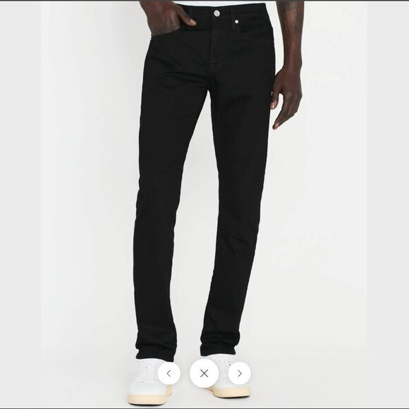 FRAME L'Homme Slim Stretch Denim Mid Rise Slim Leg Regular Length Black Jeans 30 - Picture 1 of 11